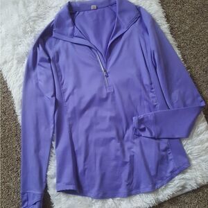 Under Armour Purple Quarter Zip Pullover Top Zip Pockets Thumb Holes Size Medium